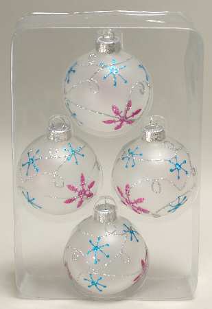 Season's Designs Ornaments 3" Ball-Frosted W/ Snowflakes - Boxed