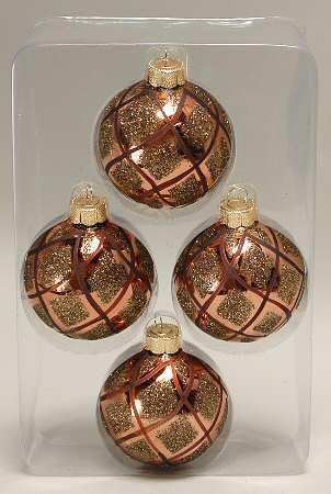 Season's Designs Ornaments 3" Ball-Brown Argyle - Boxed