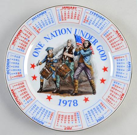 Spencer Gift Calendar Plate Minutemen-One Nation Under God - No Box