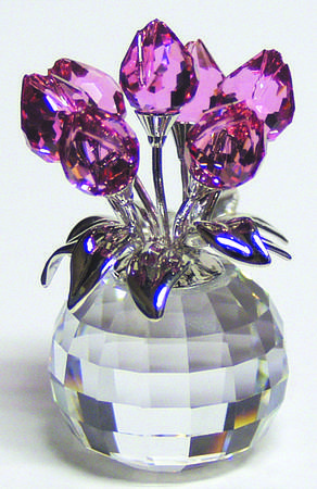 Flower Dreams Rose Tulips-Rosaline Crystal - Boxed