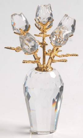 Flower Dreams Roses-Clear Roses On Gold Stems - Boxed
