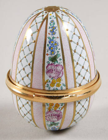 Connoisseurs Egg-Pink Stripe,Florals - No Box