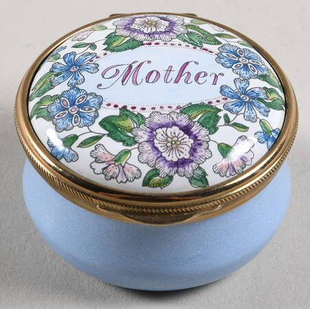 Connoisseurs Mother-Round,Blue,Purple Flowers - With Box
