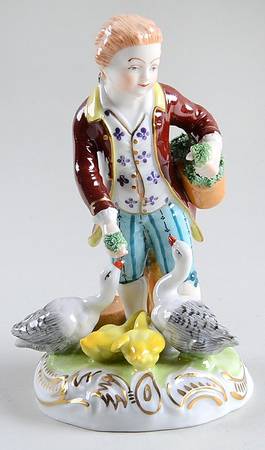 Saxonian Dresden Figurines Boy Feeding Ducks - No Box