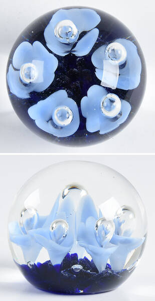 Paperweight Blue Flowers - No Box