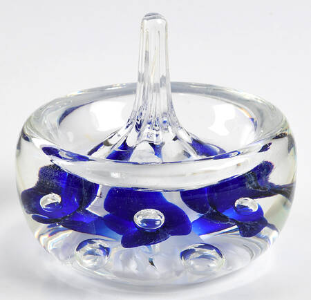 Paperweight Blue Floral Round Ring Holder - No Box