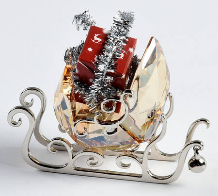 Christmas Figurines Winter Sleigh-Metal Base - With Box