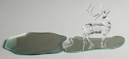Christmas Figurines Reindeer-With Two Display Mirrors - No Box