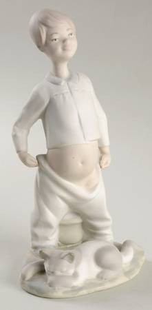 Made in Spain Figurines Boy In Pajamas With Cat - No Box by Spain
