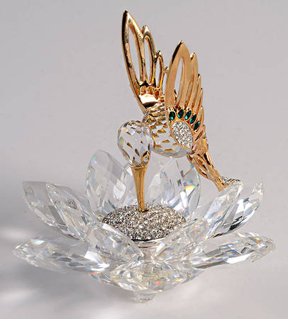 Crystal in Flight Hummingbird-Gold - No Box