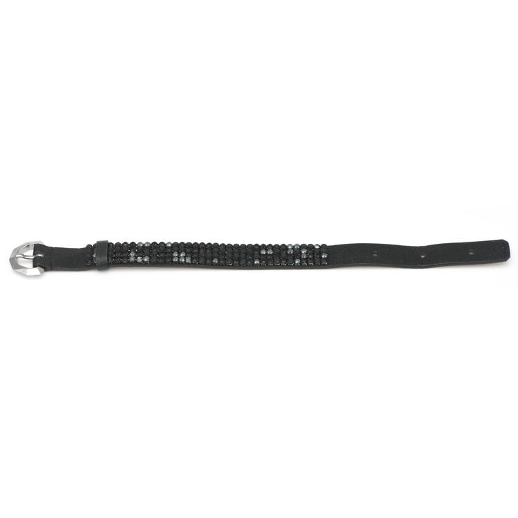 Bracelets Black Crystals On Leather Bracelet - No Box