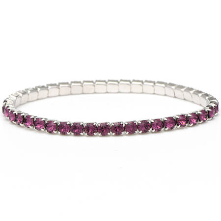 Crystal Stretch Bracelets Lightning - Amethyst / Rhodium - No Box