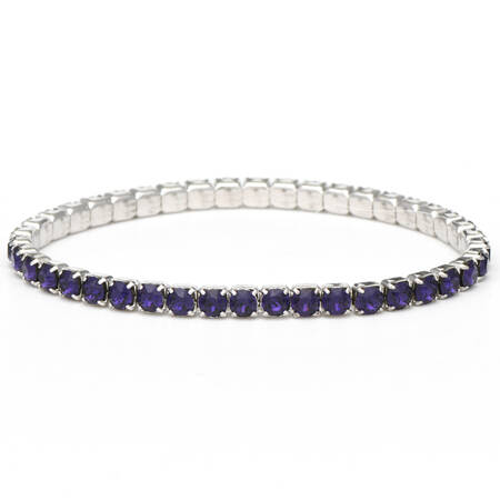 Crystal Stretch Bracelets Lightning - Purple Velvet / Rhodium - No Box