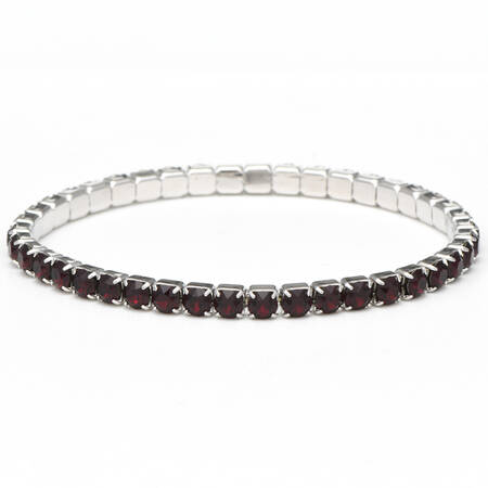 Crystal Stretch Bracelets Lightning - Garnet / Rhodium - No Box