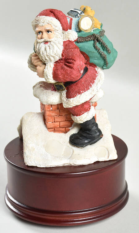 Christmas Music Box Santa Coming Down The Chimney - With Box