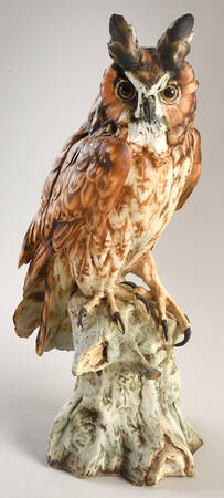 Tay Figurine Horned Owl On Stump - No Box