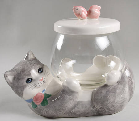 Treasure Craft Cookie Jar Cat With Fishbowl - No Box