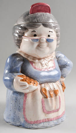 Treasure Craft Cookie Jar Granny-Blue Dress - No Box