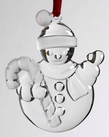 Tiffany & Co Crystal Ornament Snowman With Candy Cane - Boxed