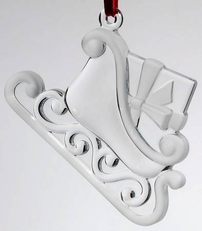Tiffany & Co Crystal Ornament Sled-Sleigh With Gift - Boxed