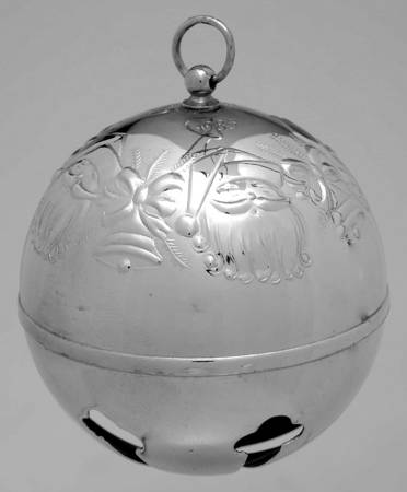 Sleigh Bell-Silverplate Ornament 1985-Santa - No Box