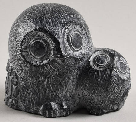 Soapstone Inuit Figurines Owl Pair - No Box