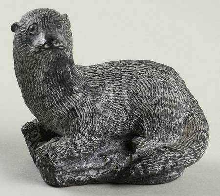 Soapstone Inuit Figurines Otter Head Up - Boxed