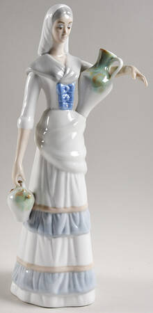 Tengra Figurines Lady With Water Jug & Vase - No Box