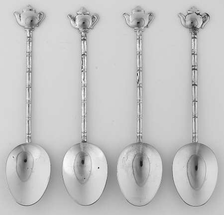 Various Sterling Souvenir Spoons Tea Pot Handle-Set Of 4 - No Box