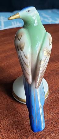 Vista Alegre Figurines Bird-Blue-Green,Tail Down - No Box