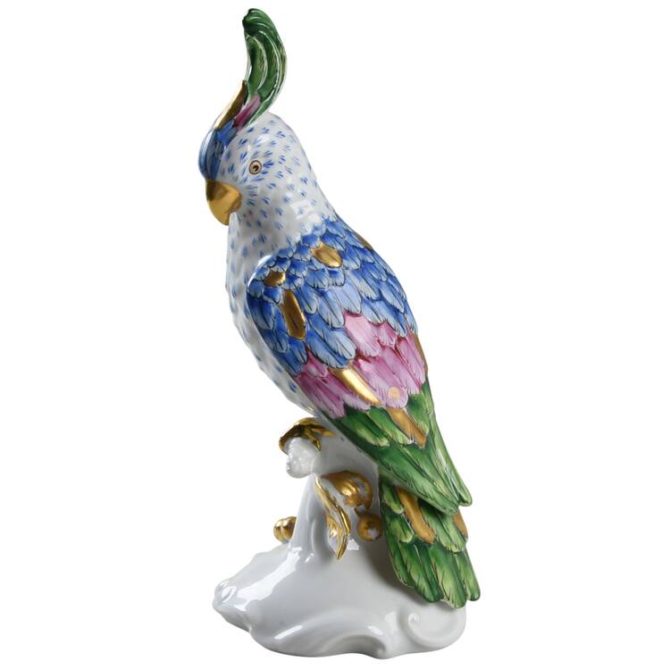 Vista Alegre Figurines Cockatoo  Blue Pink Green Gold - No Box