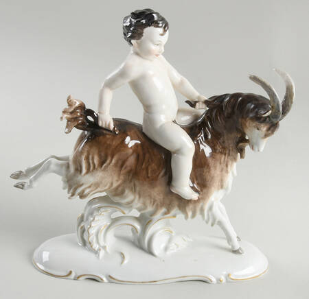 Volkstedt Figurines Cherub Riding A Goat - No Box