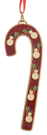 Candy Cane-Ornament Snowmen With Broom - Boxed