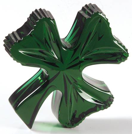Waterford Crystal Paperweight Shamrock-Green - No Box
