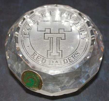 Waterford Crystal Paperweight Texas Tech - Boxed