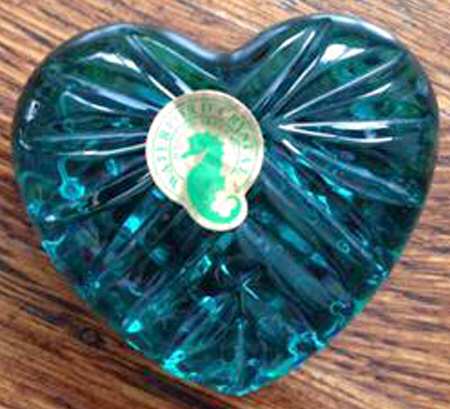 Waterford Crystal Paperweight Green Heart-Hand Cooler - No Box