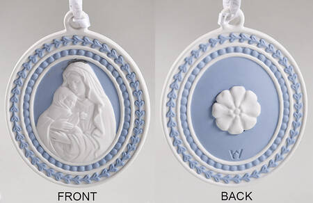 Wedgwood Christmas Ornament Madonna & Child-Blue Border - Boxed