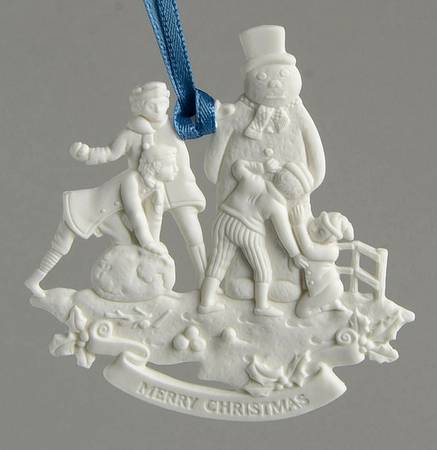 Wedgwood Christmas Ornament Snowman With Children-Merry Christmas - Boxed