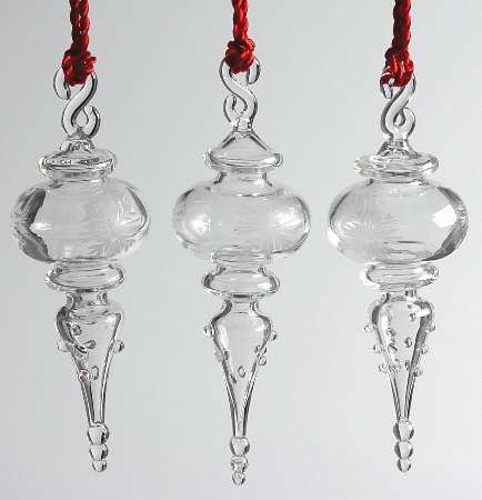 Marquis Collection Ornament Set Of 3 Mini Spires-Etched - No Box