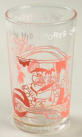 Flintstones Glasses 1962  Fred In His Sports Car - No Box
