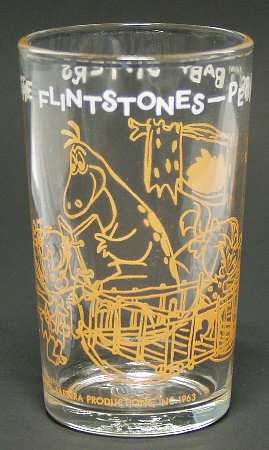 Flintstones Glasses 1963 Pebbles Baby Sitters-Orange - No Box