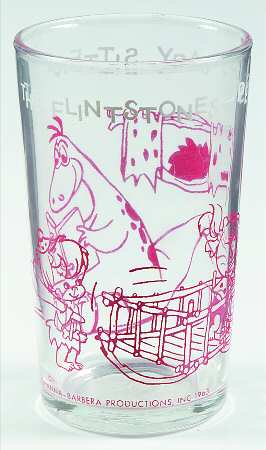 Flintstones Glasses 1963 Pebbles Baby Sitters-Red - No Box