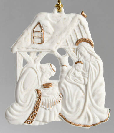 Nativity-Jasperware Manger-White  - Boxed