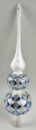 Tree Toppers-Blown Glass Jubilee-Blue And White - Boxed