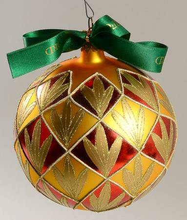 Holiday Heirloom Red and Gold Christmas Jubilee Ball - No Box