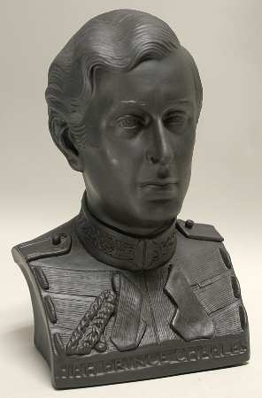 Black Basalt Bust Hrh Prince Charles - Boxed