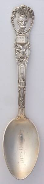 Sterling Souvenir Spoons Springfield-Lincoln Landmarks - No Box