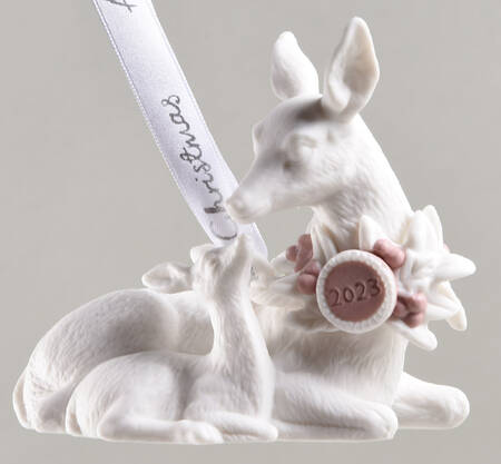 Baby's First Christmas Babys 1st Deer With Fawn Pink - No Box