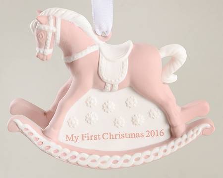 Baby's First Christmas Baby's 1st Rocking Horse-Pink - Boxed