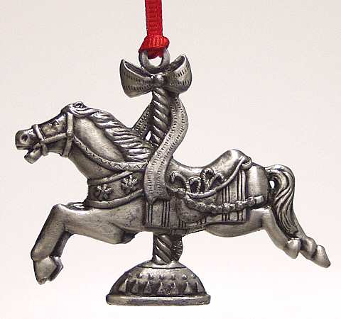 Wallace Pewter Christmas Ornament Carousel Horse - Boxed